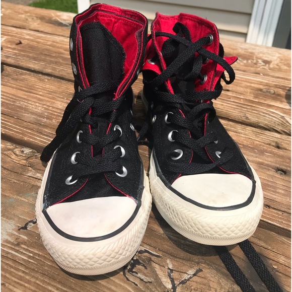 💕Black & hot pink fold down converse - Picture 4 of 12